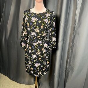 H&M Black Floral Long Sleeve Dress With Pockets Women’s 6